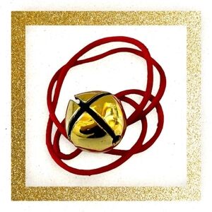 Vintage Gold Metal Jingle Bell Ball Ornament Christmas Pendant Taiwan 1.25" VG